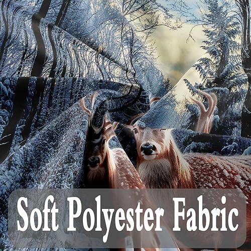 Miniatura 7 de MERCHR Winter Christmas Shower Curtain, Snow Forest Deer Scenery Bathroom Curtain, Rustic Farmhouse Xmas Holiday Home Decor Waterproof Fabric Set