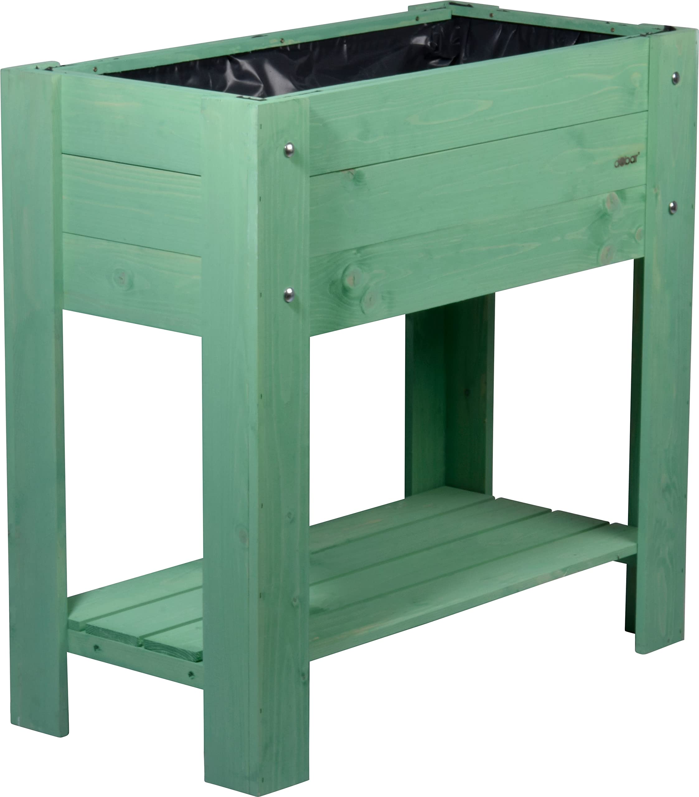 dobar 58292FSCe – Elegante bancal Alto Urban con Superficie de Almacenamiento – Bancal Elevado para Verduras con lámina – Jardinera Verde Menta para balcón, jardín y terraza