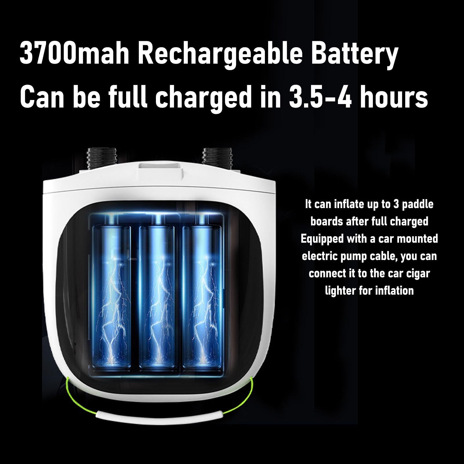 Elektryczna Pompa Powietrza 20 PSI Pod Wysokim Ciśnieniem Wyświetlacz Wyświetlacza LCD z baterią 3700 MAh dla Płyt Wiosłowych, Namiotów, Basenów
