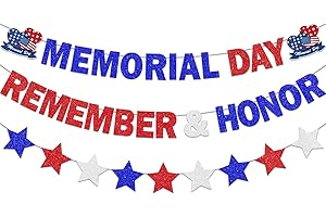 Pre-Strung Memorial Day Decorations, NO DIY Memorial Day Banner Remember & Honor Banner Garland
