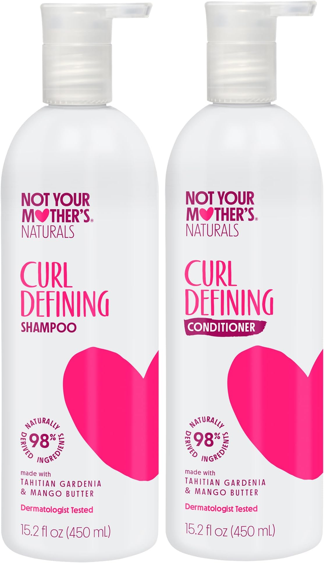 Naturals Curl Defining Shampoo and Conditioner Sets - 2 Pack - 98% Naturally Derived Ingredients, Sulfate-Free Shampoo & Conditioner for All Hair Types (Gardenia & Mango Butter)