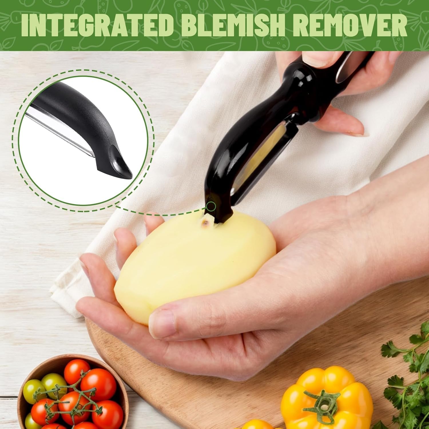 Pelador de patatas - Pelador de verduras para cocina - Pelador de verduras para zurdos de acero inoxidable - Peladores para cocina de acero inoxidable 9