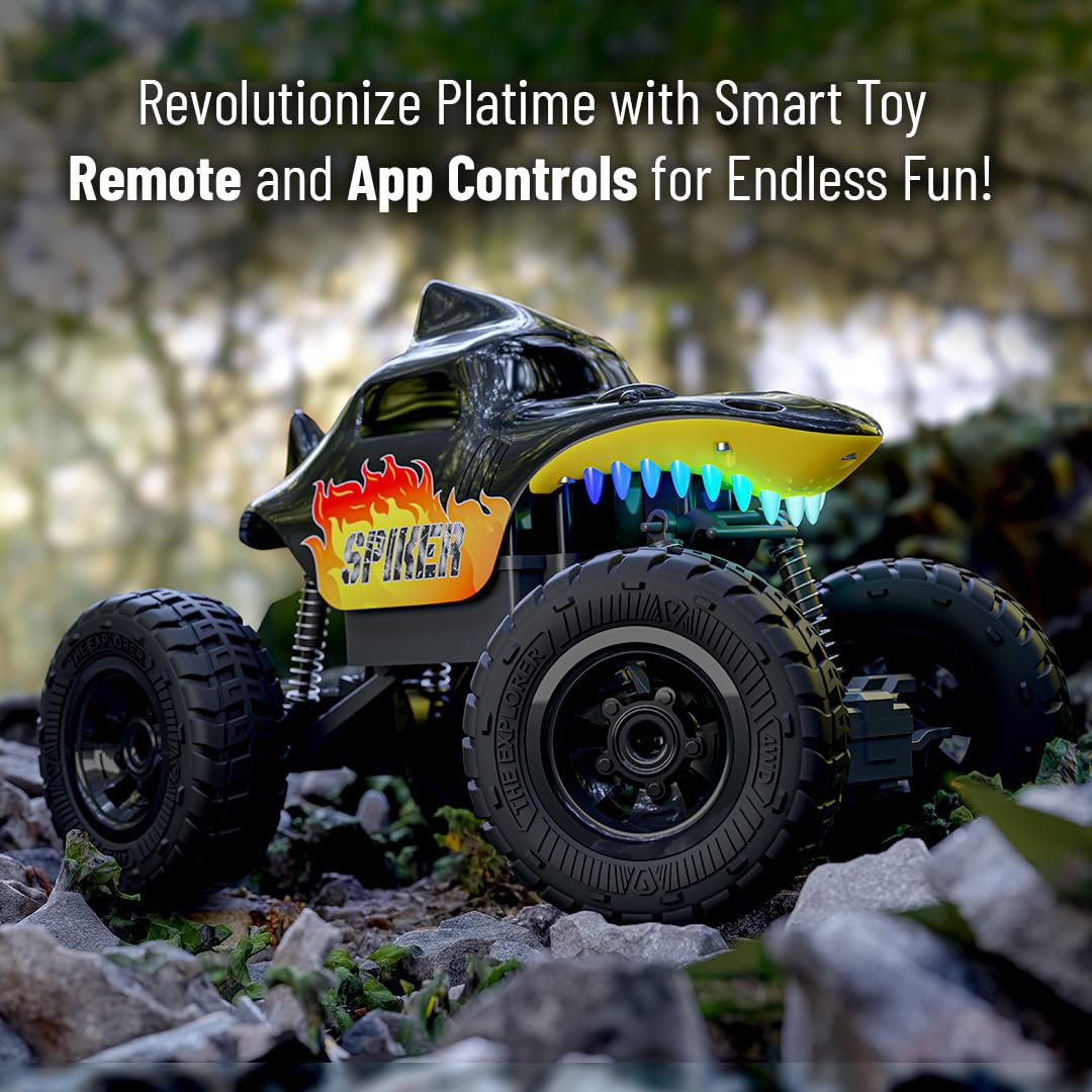 Mirana Spiker 2WD RC Car for Kids | High-Speed ATV Remote & App-Controlled Rock Crawler | USB Rechargeable Offroad Monster Truck with Bluetooth Speakers & RGB Lights | Gift for Boys & Girls (Black) 4