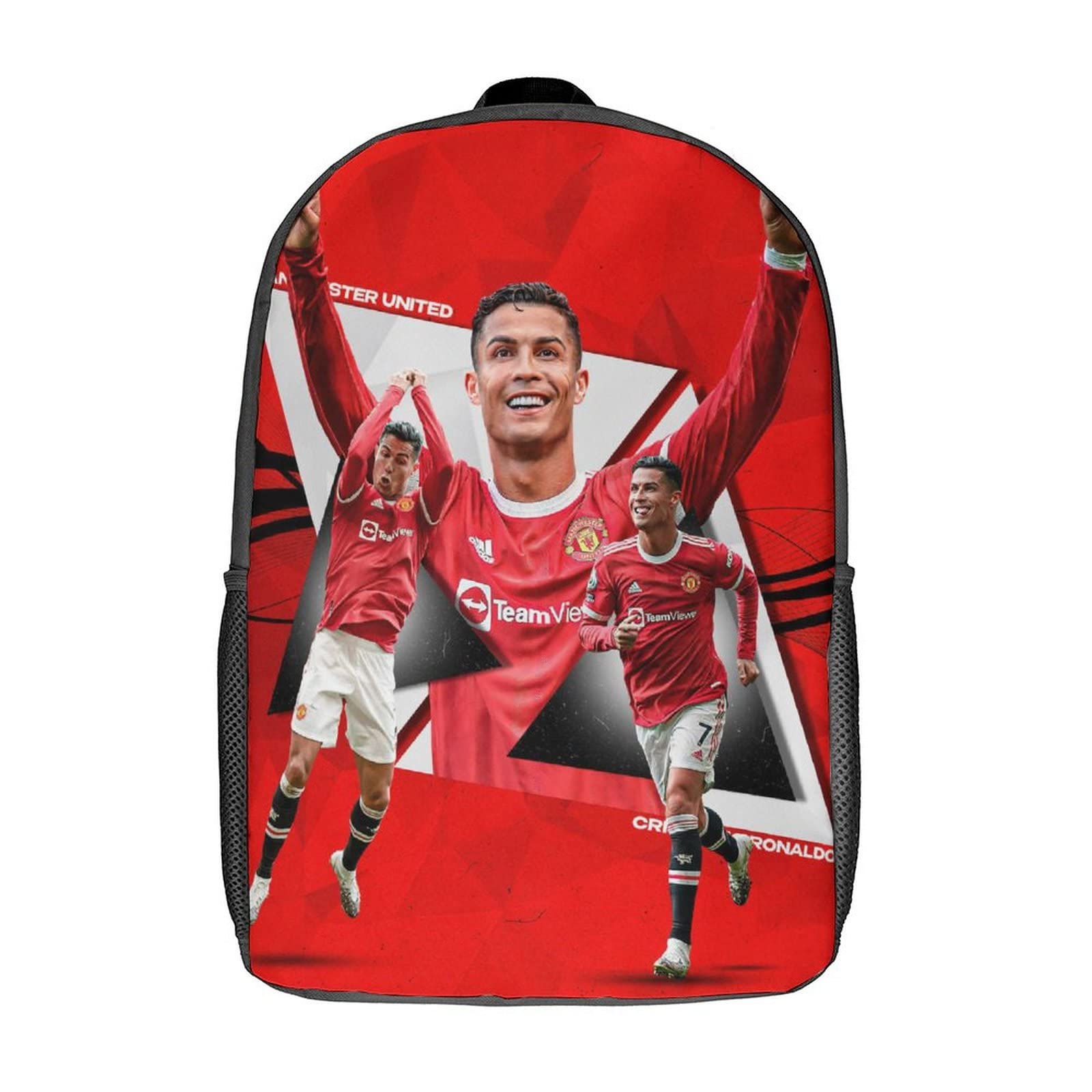 GENBAKRonaldo Backpack School Bag Rucksack For Girls Boys Football Star Backpacks Large Capacity Kids Back Pack Lightweight School Bags For Children Students 17inch