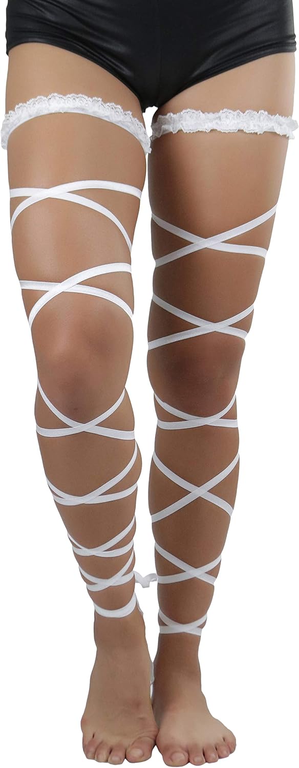 ToBeInStyle Women's Leg Wraps Ravewear Dancewear Elastic Straps Party Garter Music Festivals Costume Accessory Thigh High