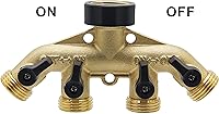 Vista 3 de ATDAWN 4 Way Brass Hose Splitter, 3/4" Brass Hose Faucet Manifold, Garden Hose Adapter Connector