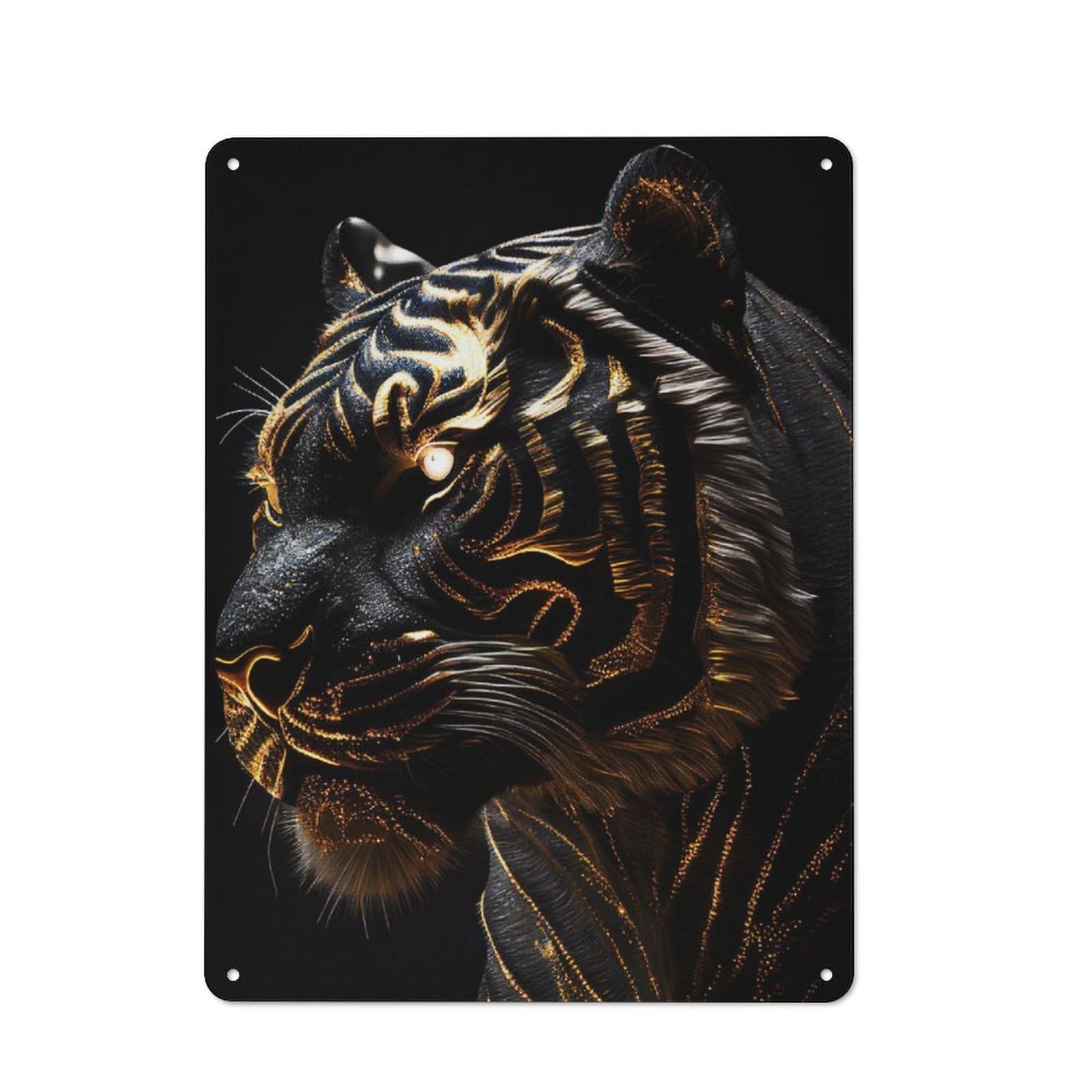 Junmoney Black Tiger Gold Livery Retro Tin Sign 40X30cm For Lounge Or Reading Corner, Gift For Lounge Decor Fans During The Christmas Season