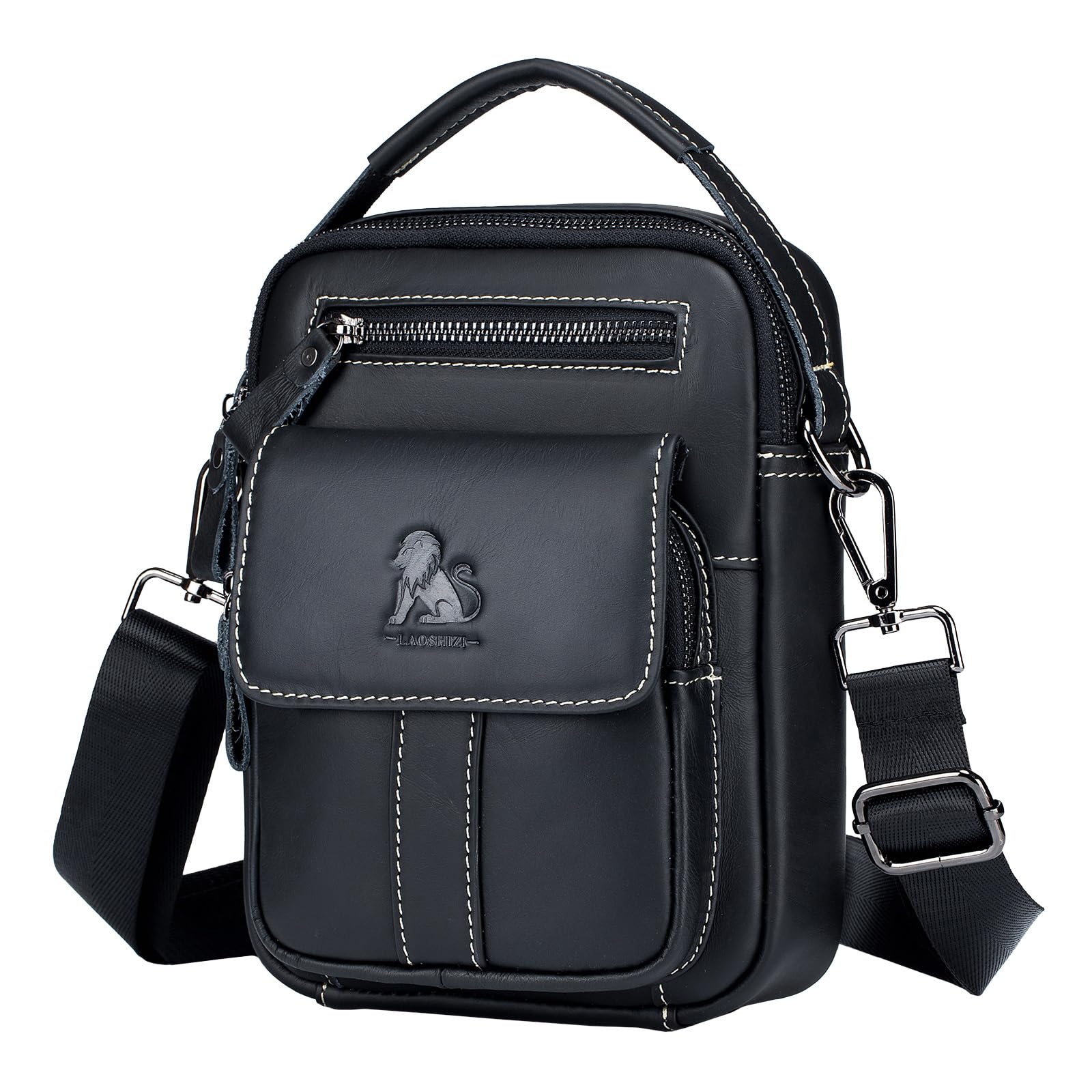 BAIGIO Borsello Uomo Pelle, Borsa a Tracolla Piccola Borsa da Uomini in Vera Pelle Casuale Borse Messenger Borse a Mano Borsa a Spalla per Ufficio Lavoro Viaggio Attività Commerciale