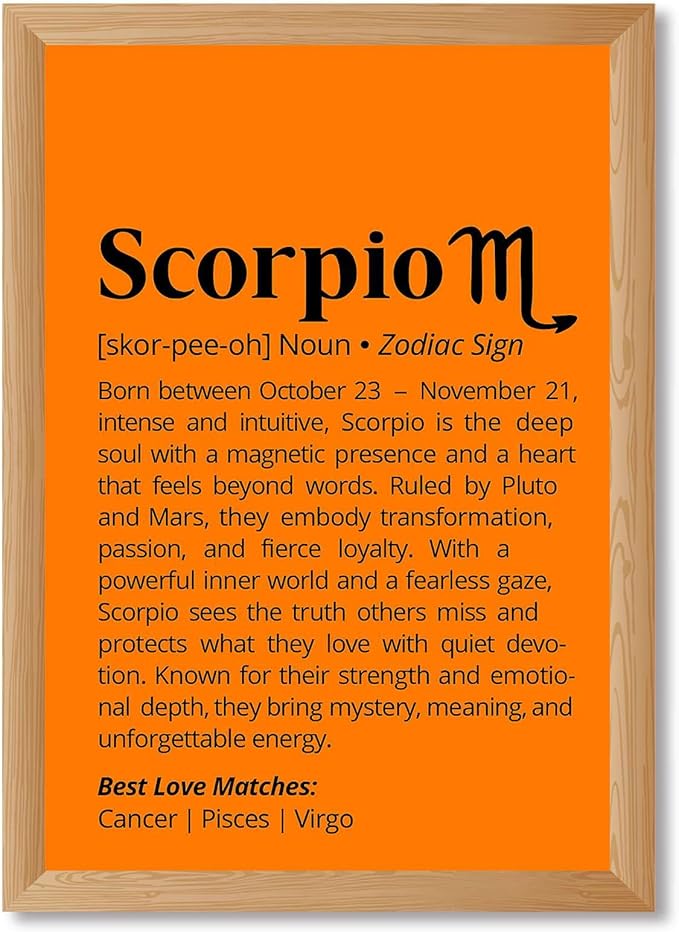 Scorpio Zodiac Sign Canvas Print Art Print Elegant Wall Art Painting Trendy Home Decor Pictures for Living Room Bedroom Minimalist Aesthetic Scorpio Wall Decor (Wood Framed,12L x16W)
