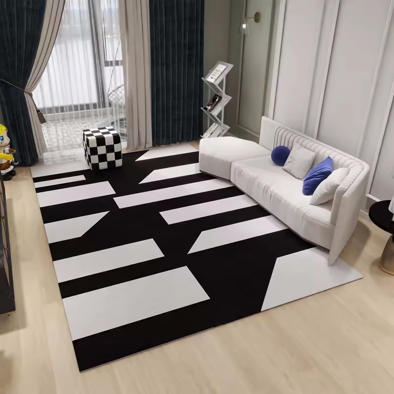 Tapis insonorisation et anti-taches 60x120cm géométrique gris et noir
