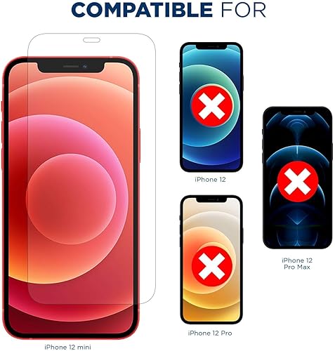 Miniatura 2 de Tech Armor Protector de lente de cámara transparente HD y protector de pantalla de vidrio balístico diseñado para iPhone 12 mini de 5.4 pulgadas, 1