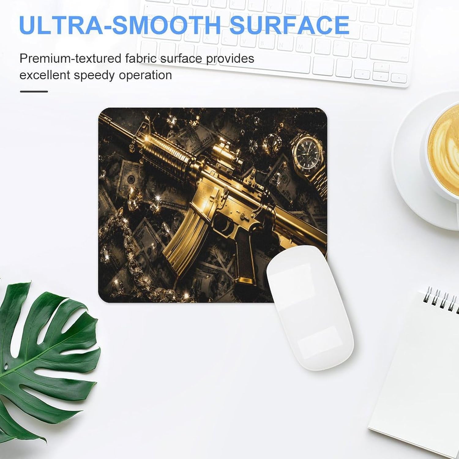 Golden Chaos and Luxury Rubber Mouse Pad, Slim Non Slip Desk Mat for Gaming Office Golden Chaos and Luxury image 3