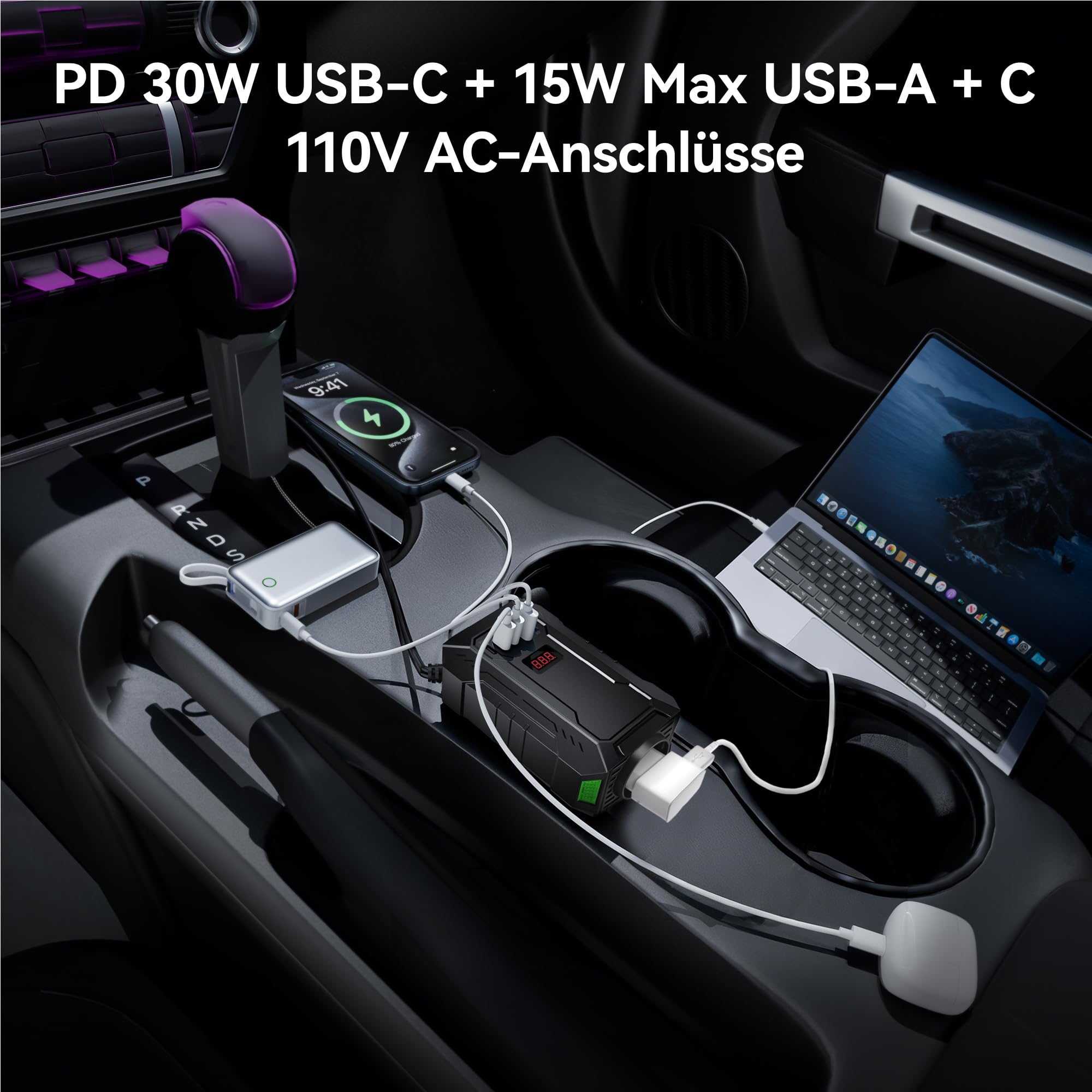 BESTEK Wechselrichter 12v auf 230v 400W Stromwandler 12 auf 230/steckdose Auto Adapter/Auto wechselrichter,Inverter,inkl.Kfz Zigarettenanzünder Stecker
