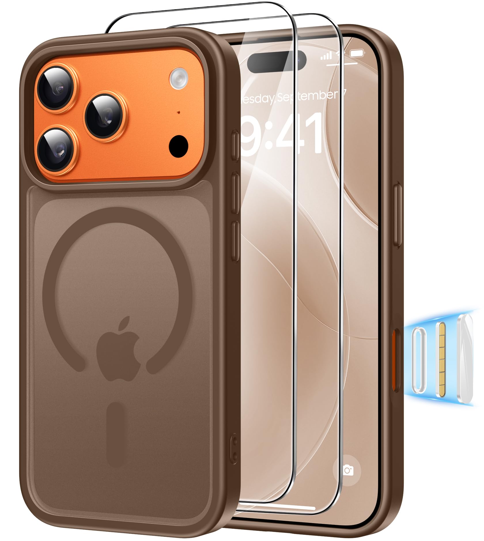 Magnética Funda para iPhone 17 Pro Compatible MagSafe con 2 Cristal Templado, Control de Cámara, Protección Carcasa Antigolpes Anti-Amarillo Tapa Case iPhone 17 Pro, Transparente — view 19