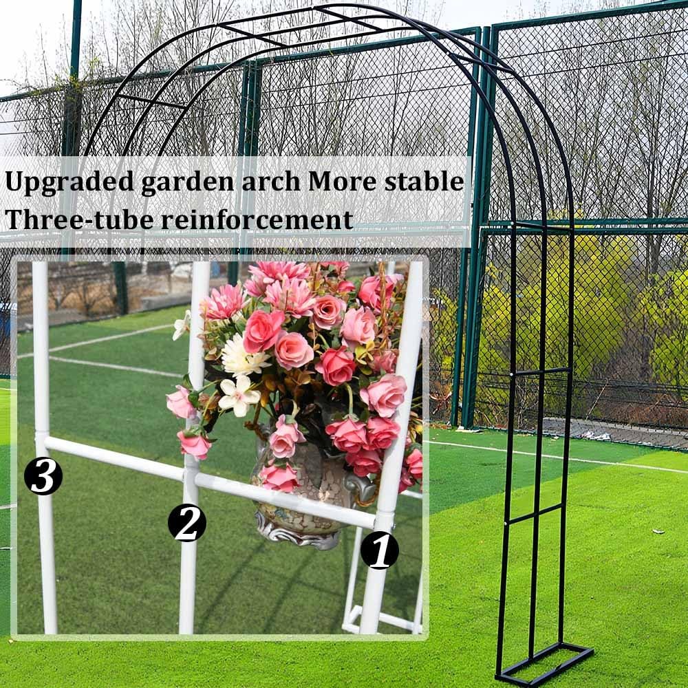 Schwarzer Metall-Gartenbogen für Kletterpflanzen – 0,8 x 2,0 m Stahlrahmenständer für Rosen, Jasmin, Passionsreben – langlebige Dekoration für den Außenbereich