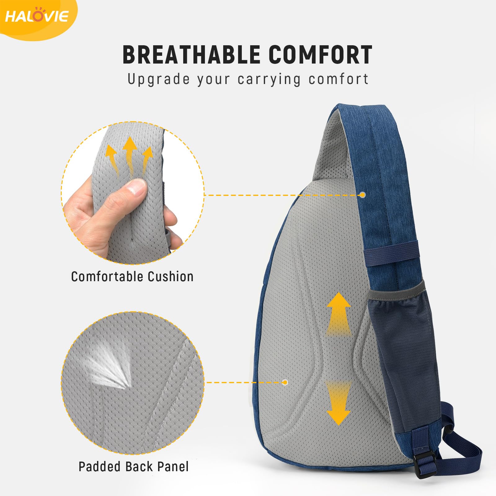 Mochila cruzada antirrobo, mochila de viaje RFID, ligera, bolsa de hombro para caminar y trabajar, Azul, Pequeño 4