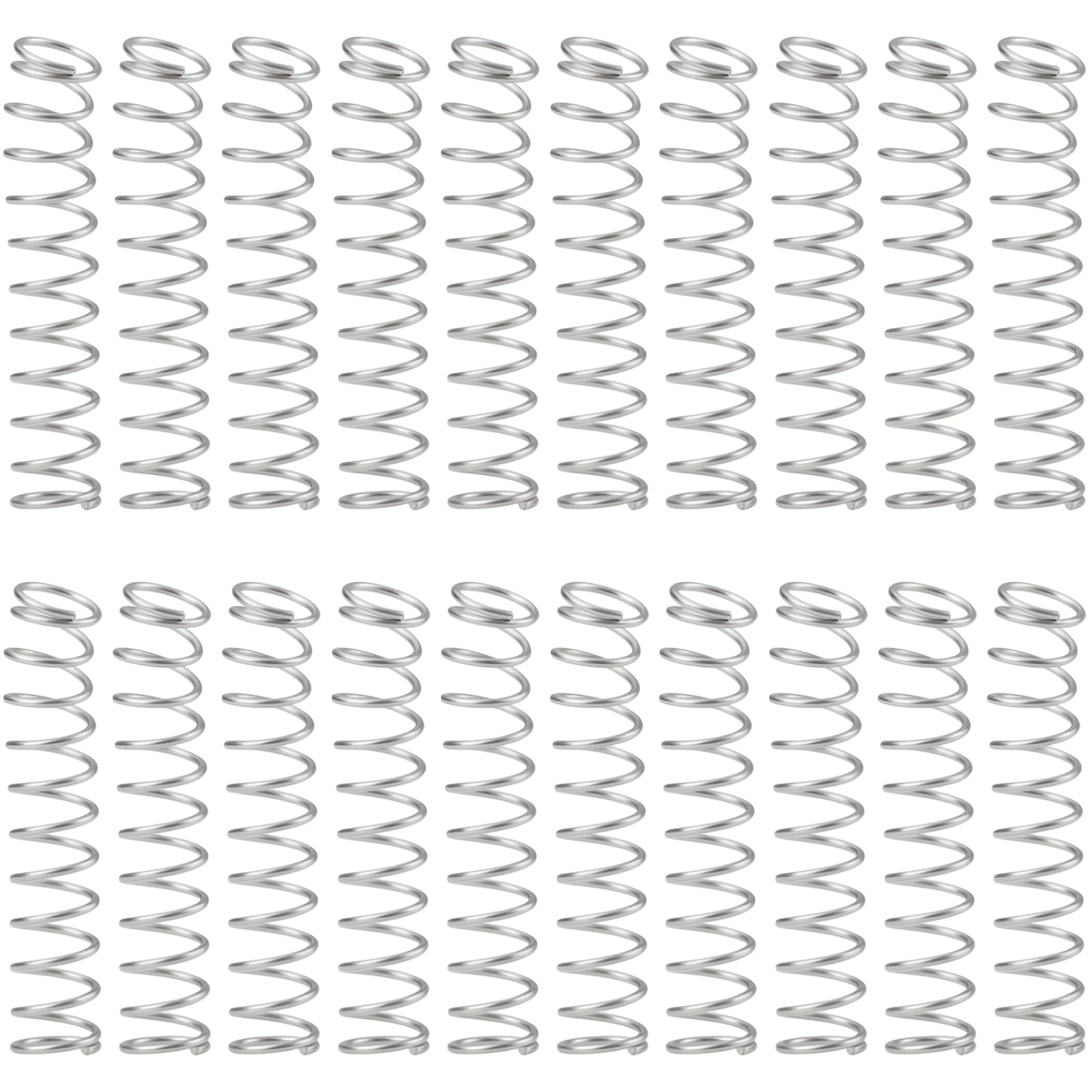 MechPort 20Pcs 304 Stainless Steel Compression Spring 0.5mm Wire Dia x 5mm OD x 25mm L for Home Repair Toys DIY Projects