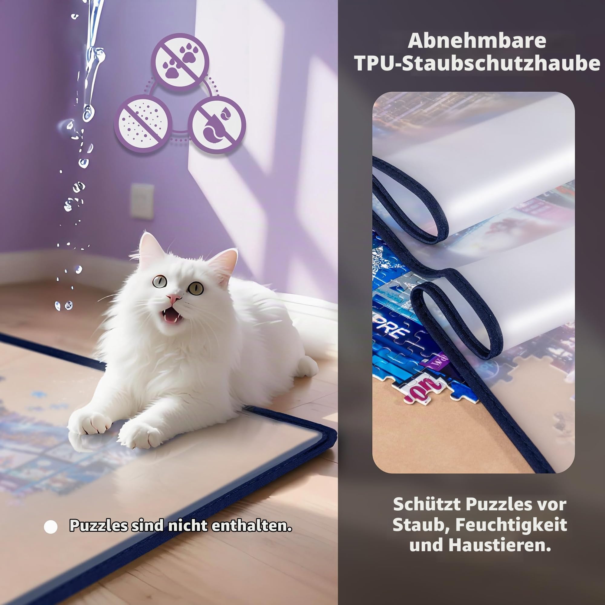 Tektalk faltbares Puzzle Board mit 6 Sortierschalen, tragbare Puzzlematte mit transparenter wasserdichter & staubdichter Abdeckung für Puzzleaufbewahrung/Saver, für bis zu 2000 Puzzleteile – Khaki