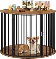 Vista 1 de Mueble de jaula para perros de 32 pulgadas para perros grandes y medianos, perrera de madera para interiores, mesa auxiliar decorativa para casa