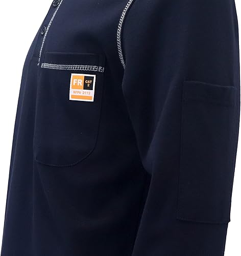 Miniatura 4 de Camisas FR para hombres de manga larga Henley 7oz 100% algodón FRC camisa de soldadura de ropa