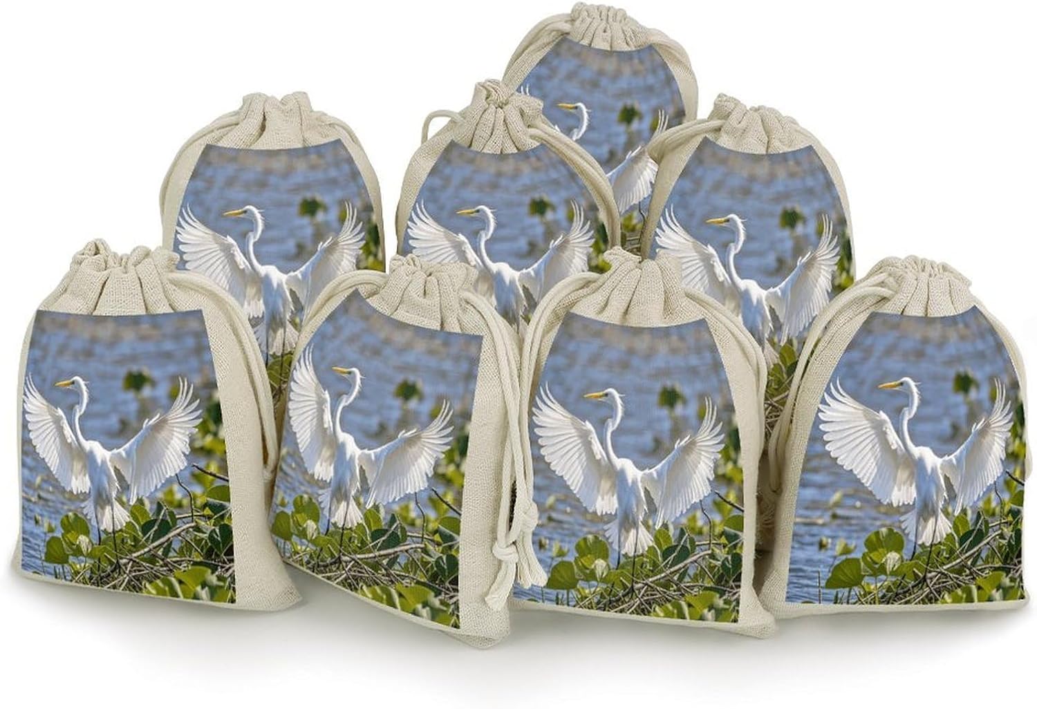 Walking Elephants Drawstring Bag Fashionable Cinch Bags Bunches Pocket Set of Eight Multipurpose Drawstring Storage Bags for Daily Storage Kitchen Dressing Table