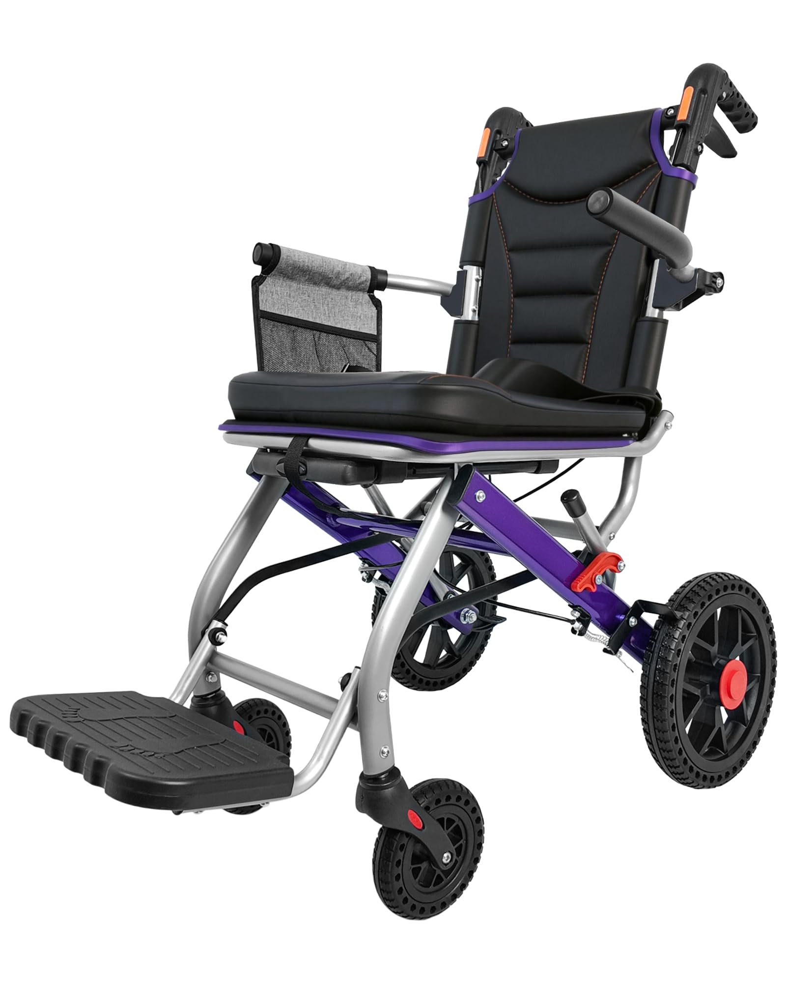 Photo 1 of BlessReach 19.4lbs Ultra Lightweight Folding Wheelchair for Adults & Seniors, 12" PU Rear Wheels, Portable Transport Chair, Supports 300lbs, Compact for Travel & Daily Use