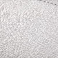 Vista 6 de Brandream Juego de edredones blancos de algodón tamaño King, colchas acolchadas de algodón festoneadas, juego de edredón de 6 piezas