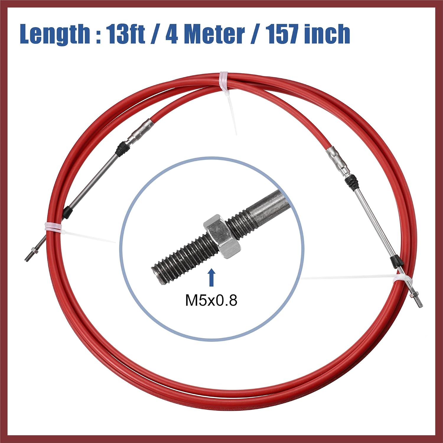 2pcs 13ft 4 Meter 157 Inch Marine Type 3300 / 33C Throttle Shift Remote Control Box Cable for Yamaha Outboard Engine Boat Motor Steering System Red Replace Parts