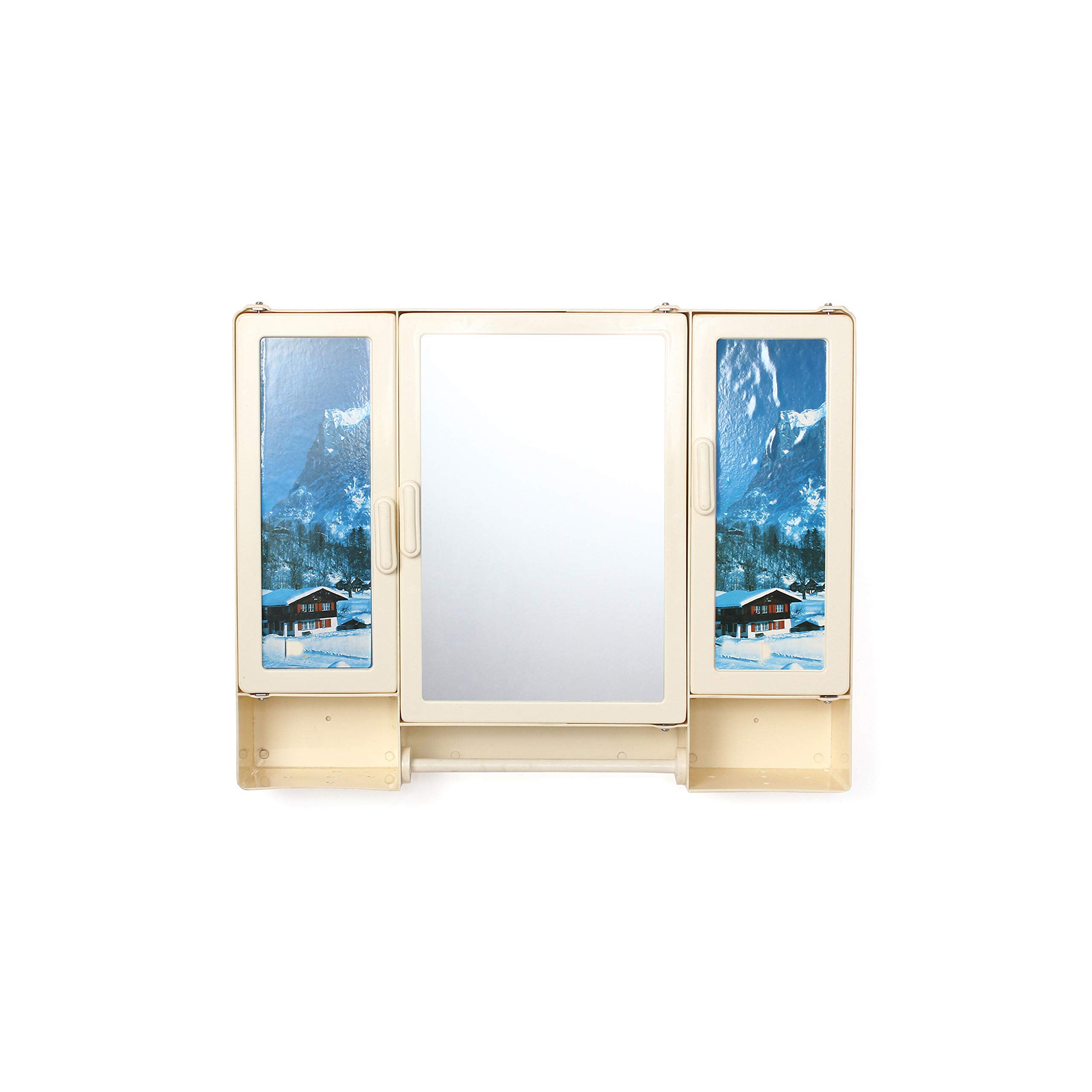 zahabBathroom Cabinet Three Door with Mirror Rod/Shelf 21 x 4 x 16 Ivory