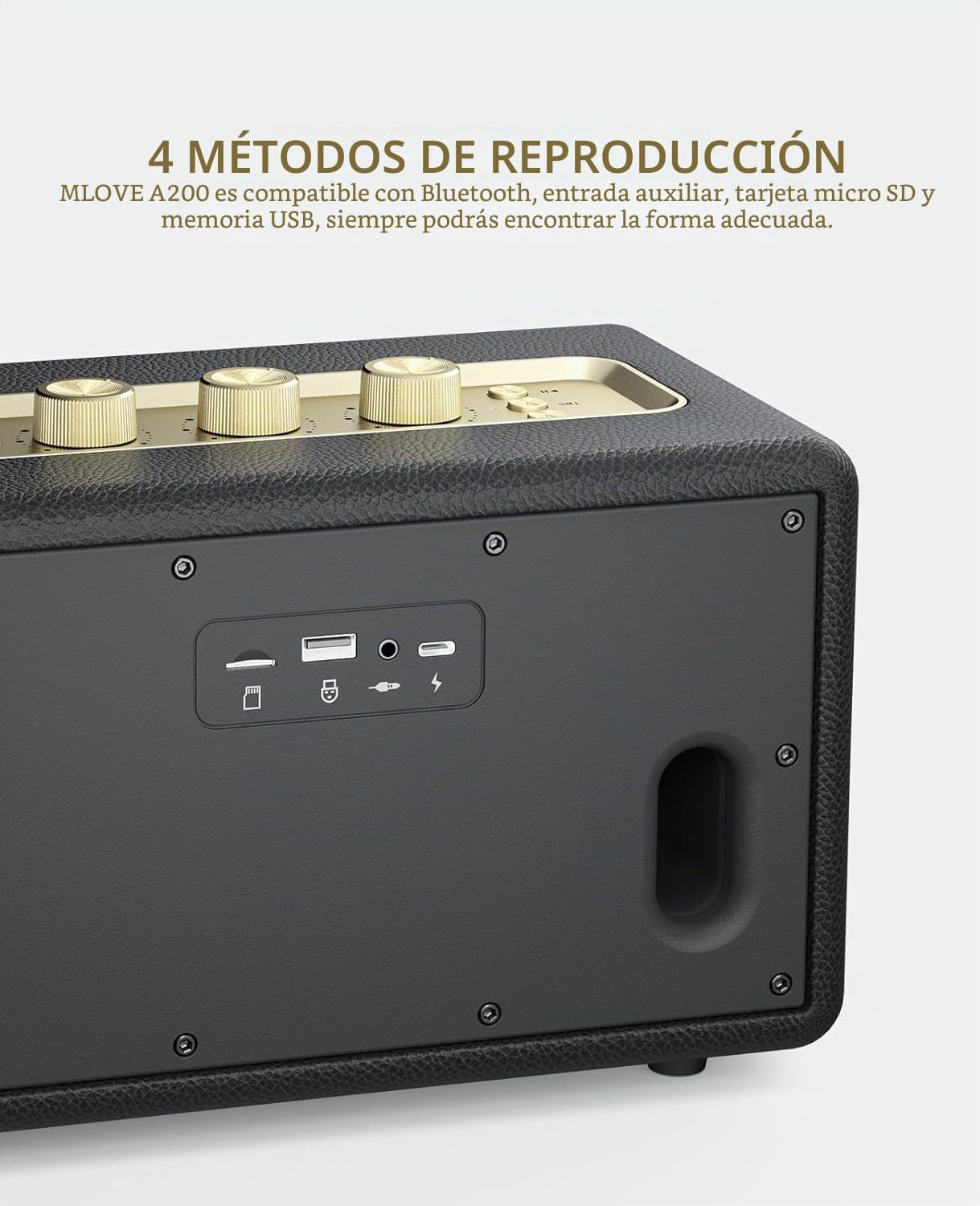 MLOVE Altavoz Bluetooth portátil A200 con entrada auxiliar, ranura micro SD, puerto USB, subwoofer potente, acoplamiento TWS, batería larga y 80 W