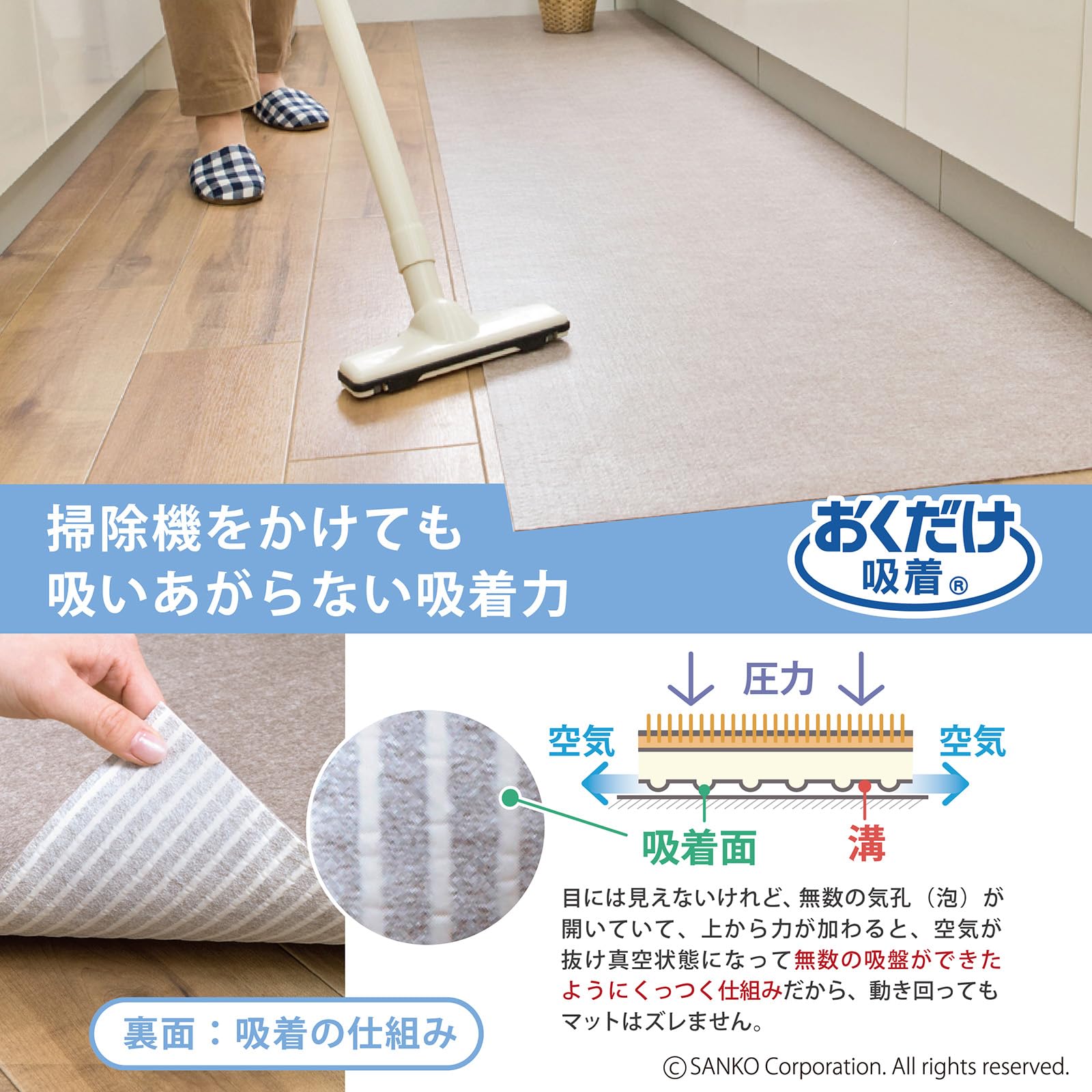 Amazon｜Sanko 【日本製 拭ける 撥水】サンコー キッチンマット ずれ