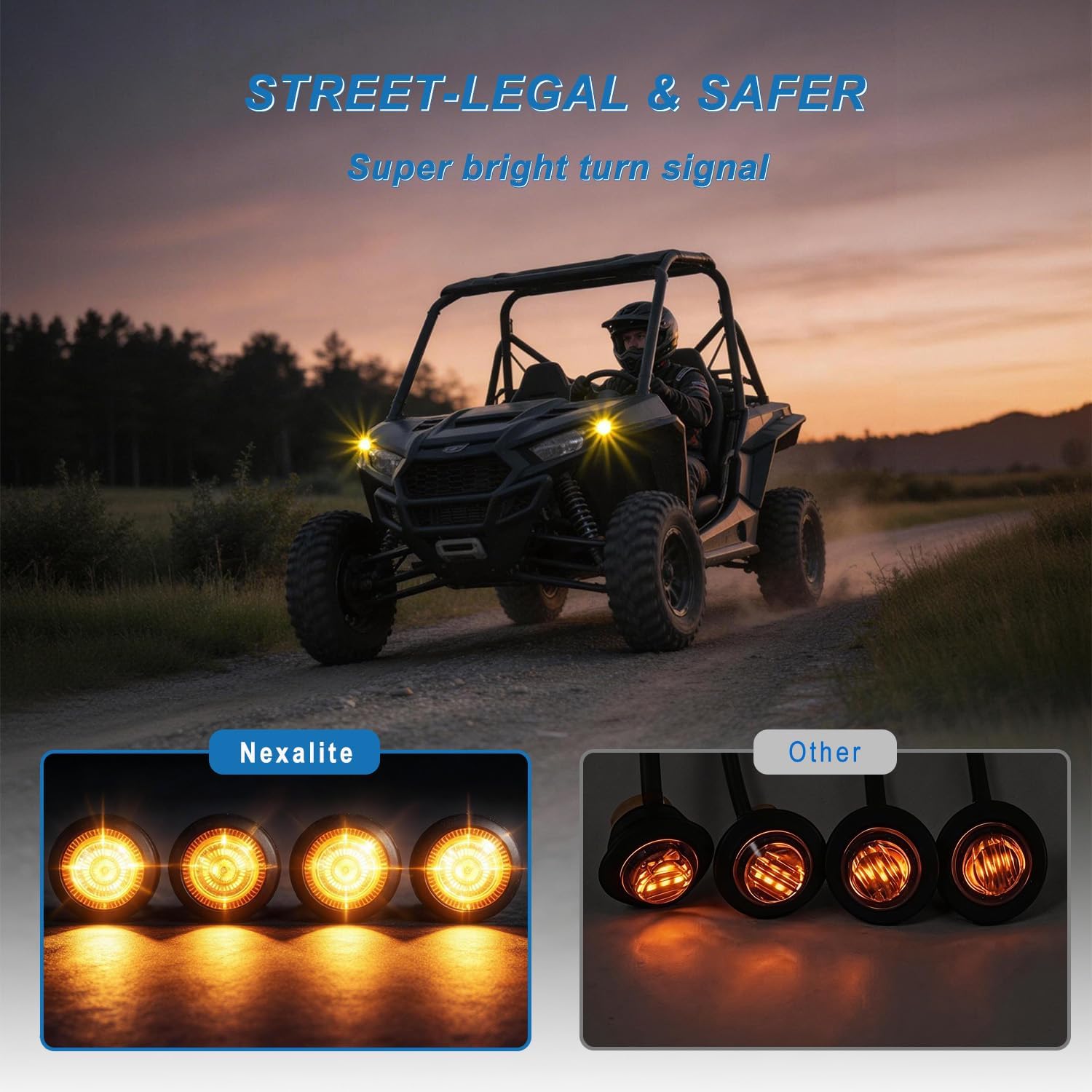 ATV UTV Turn Signal Kit with 110dB Horn Pre-Wired Plug & Play UTV Universal Street Legal Kit with Hazard light, Blinker with Rocker Switch, Compatible With Polaris RZR Can-Am CFMOTO
