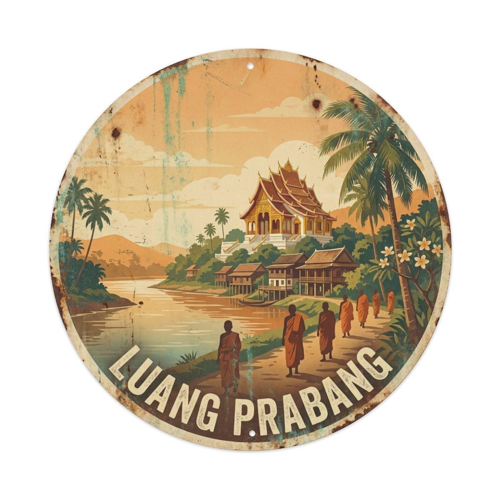 Travel Retro Laos Luang Prabang Metal Tin Sign