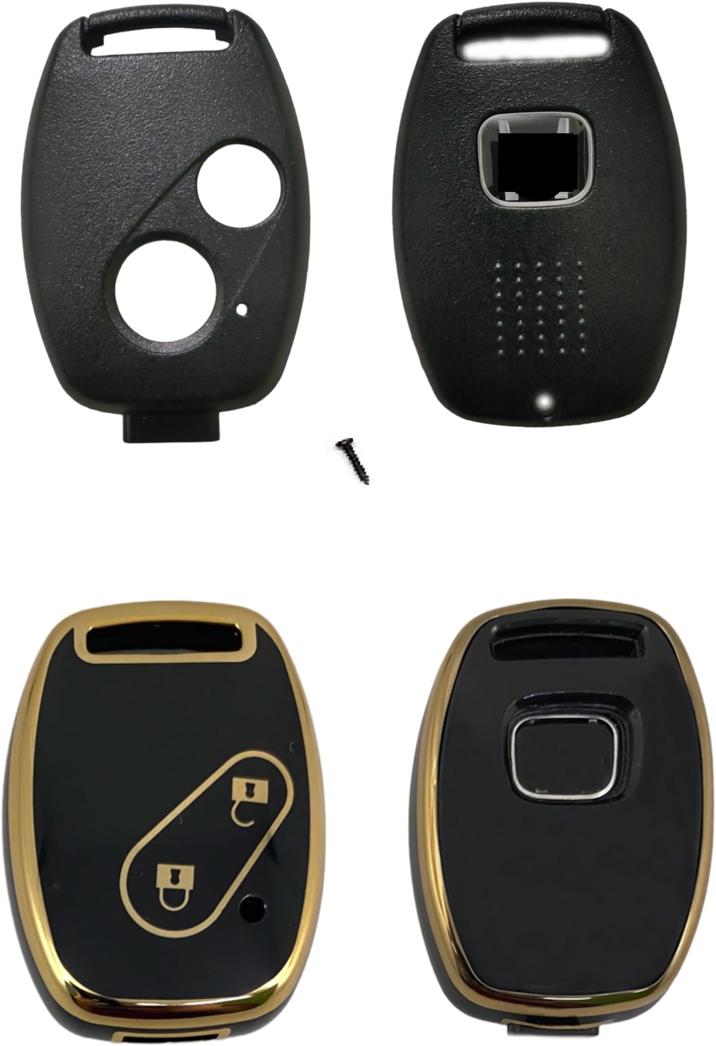 ABUNDANCE Genuine 2 Button Key Shell & Tpu Key Cover Compatible For Honda Civic, City, Amaze, Brio, Jazz, Wrv, Crv Etc
