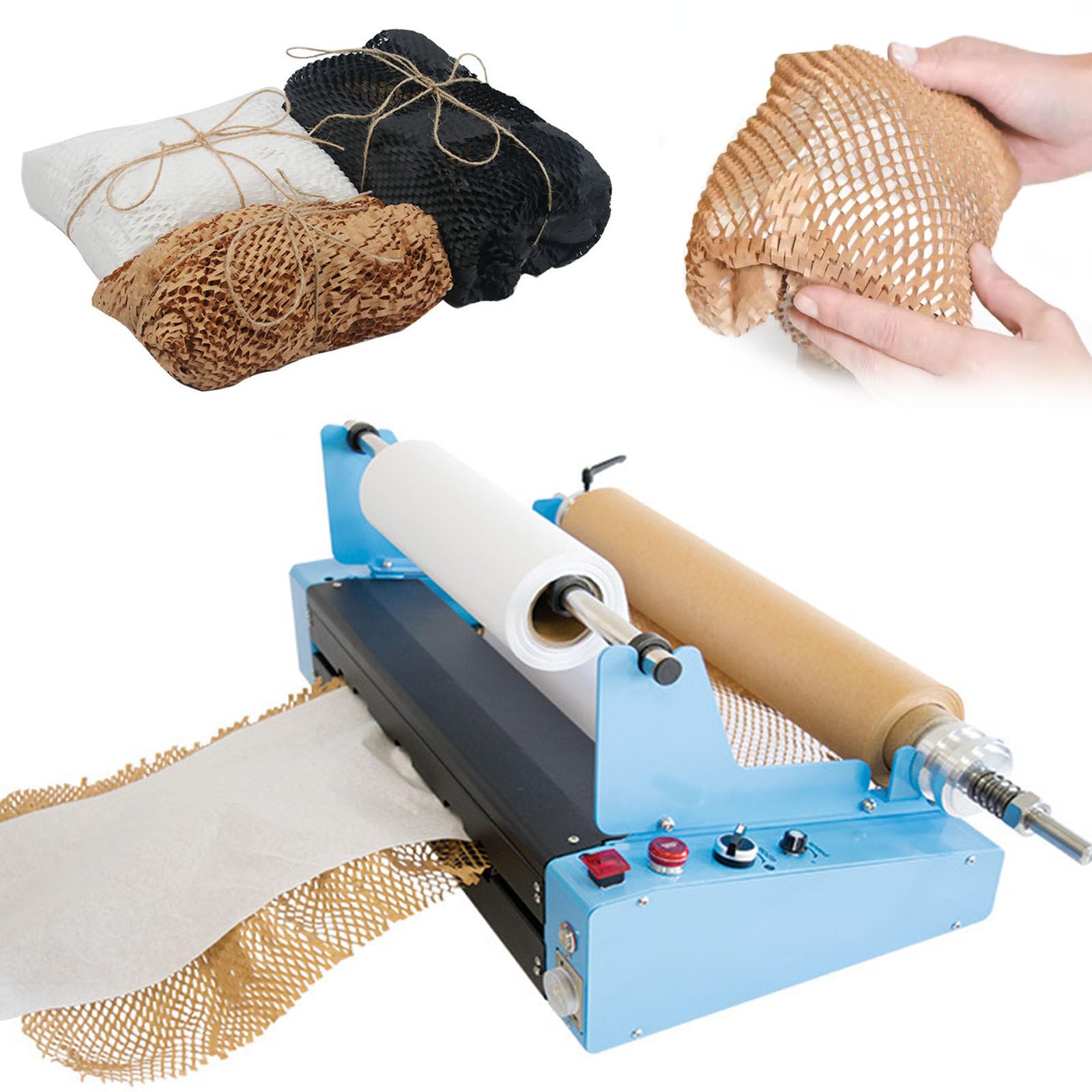 Waben-Packpapierrollenspender, Automatische Geschenkpapiermaschine, Einstellbare Dehnung/Geschwindigkeit 0-35 m/min Automatischer Papierauswurf, Verbesserte Packeffizienz, Nur Spender