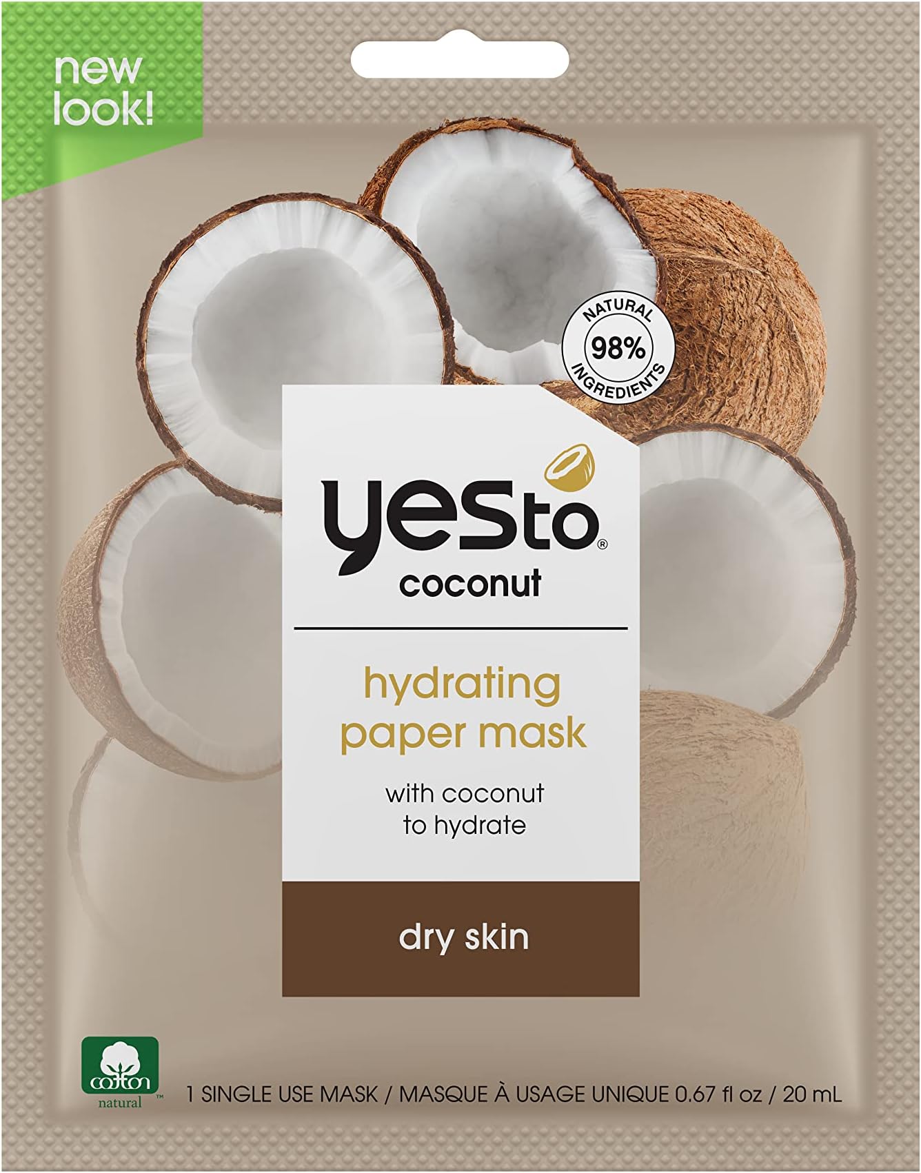 YES TOCoconut Paper Mask, 0.67 fl oz (Pack of 12)