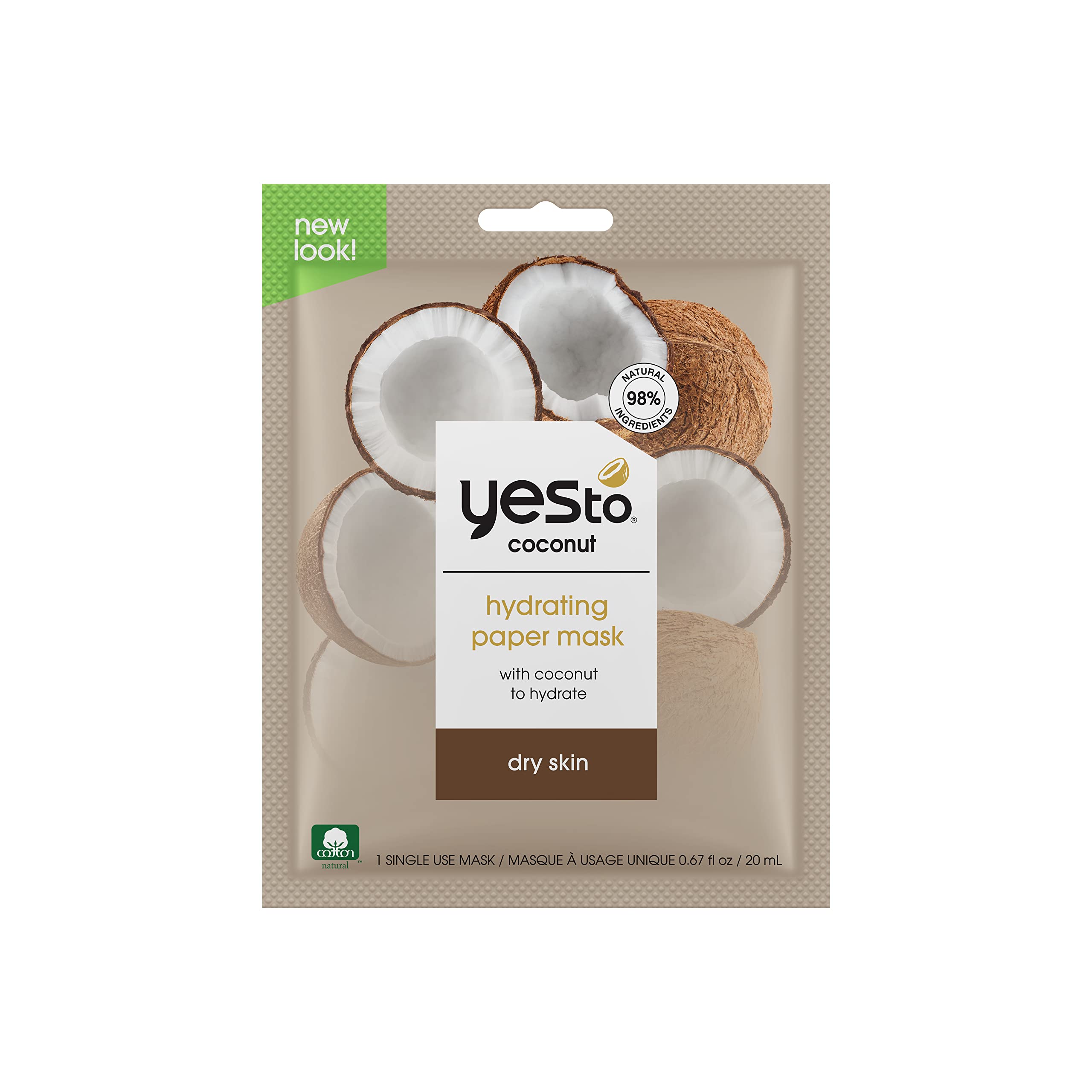 YES TOCoconut Paper Mask, 0.67 fl oz (Pack of 12)