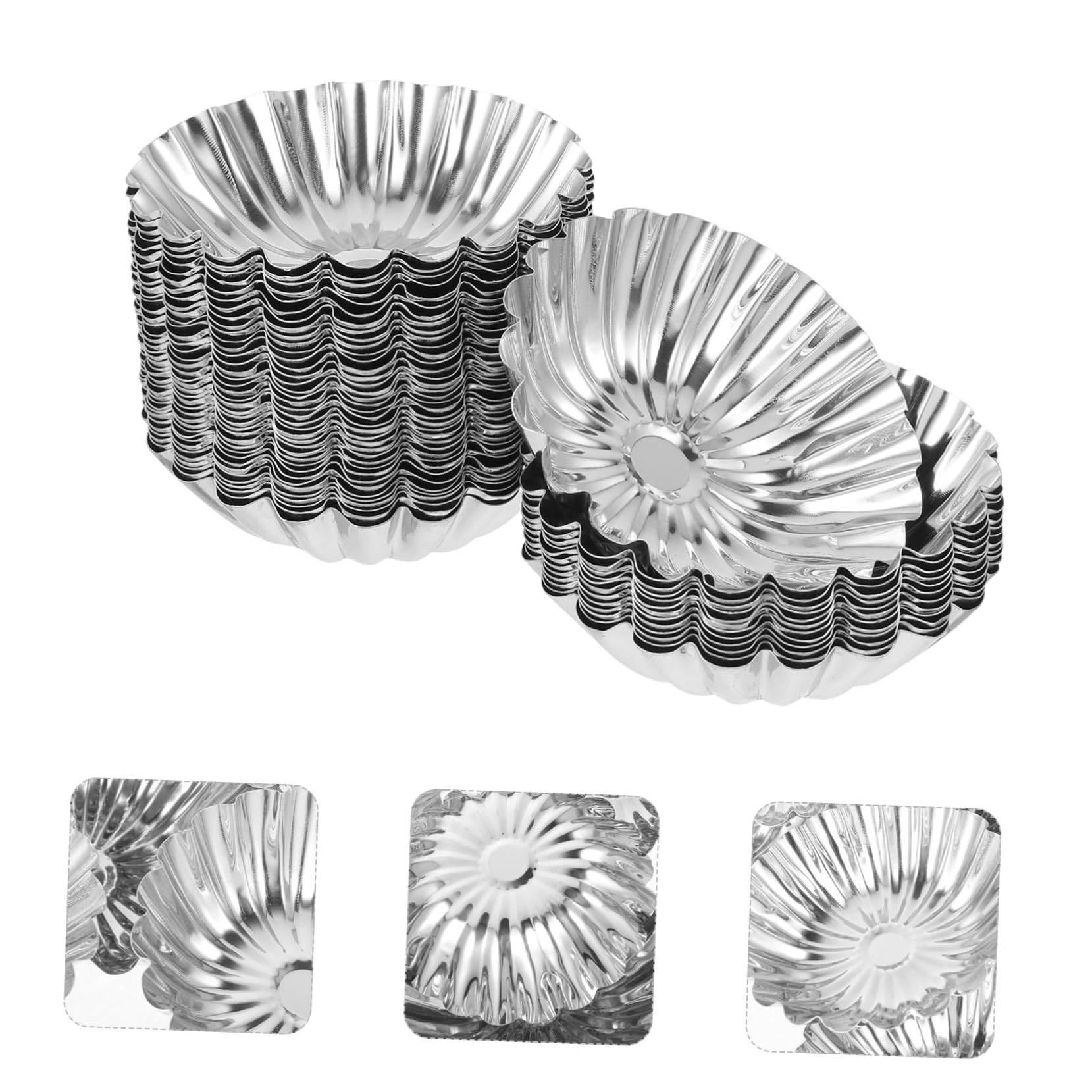 SHINEOFI 50 Stück Teiliges Edelstahl Backform für Eierkuchen Torten Muffin formen Langlebige Glatte Antihaftbeschichtet für Pudding Kuchen und DIY Backen im Haushalt und Gastronomie