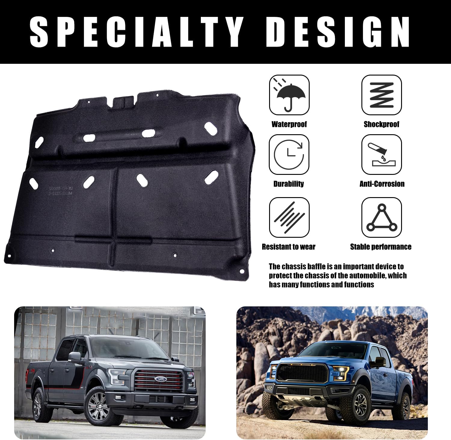 ML3Z 7222 D Engine Splash Guard with mounting Screws Compatible with 2015-2020 F150 Ford,Replace ML3Z-7222-D/JL3Z-7222-C Not Fit Raptor Model/or 3.0L Diesel