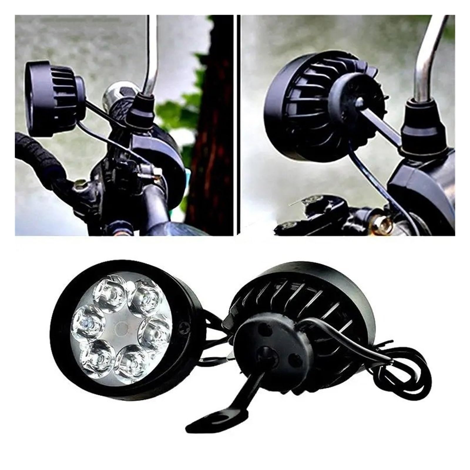 Ensemble 2 Phares Antibrouillard Pour Moto Scooter Phare Avant À 6 Led Pour Explorers 12v-85v Blanc Super Lumineux Phare De Moto