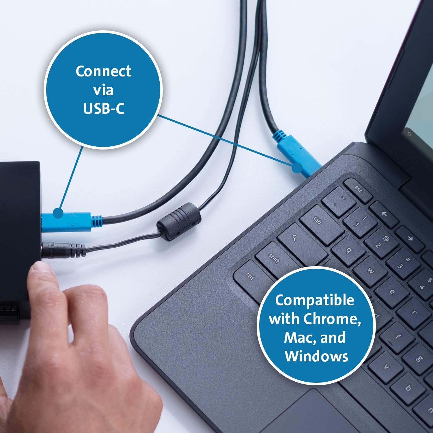 Kensington SD2000P USB-C Docking Station for Ipad Pro, Windows Laptops, Surface, MacBooks and Chromebooks - Single 4K video, 135W (K38260NA)