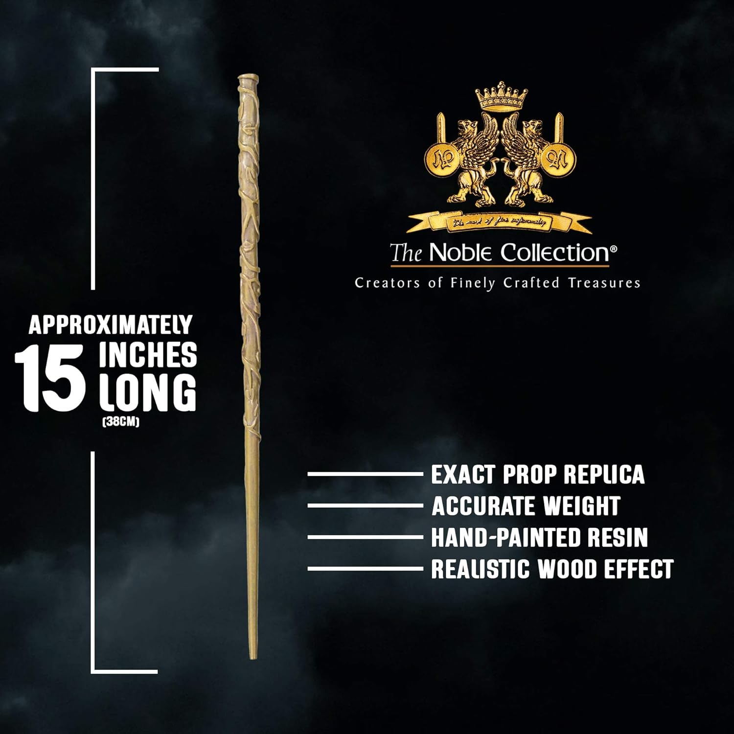 The Noble Collection - Hermione Granger Character Wand - 15in (38cm) Wizarding World Wand with Name Tag - Harry Potter Film Set Movie Props Wands