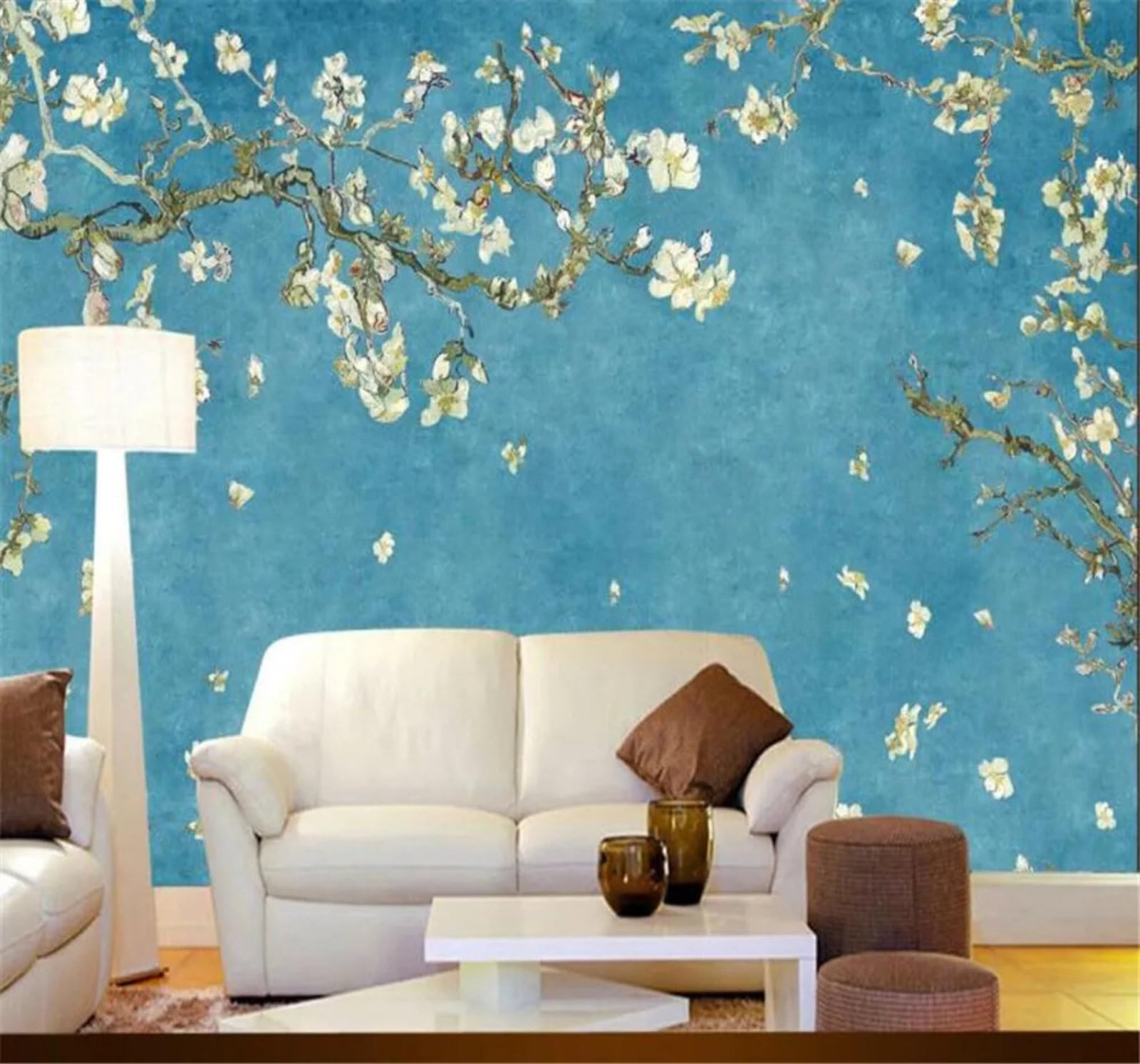 Tzxztt Vintage Fresh Hand Drawn Elegant Magnolia Modern 3D Wallpaper Premium Textured Silk Neutral Tones Material Ideal for Living Room Bedroom-430cm×300cm