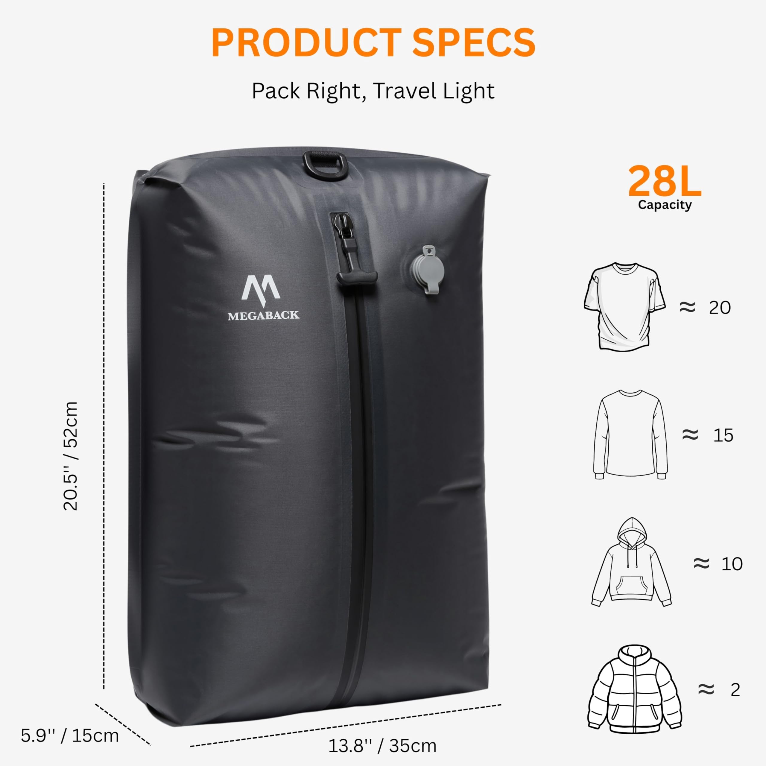 Bolsas de vacío para viajes, bolsas de sellado al vacío reutilizables IP67 para ropa con bomba eléctrica, cubo de embalaje sellado al vacío para maletas, mochila y viajes (1 unidad + bomba)