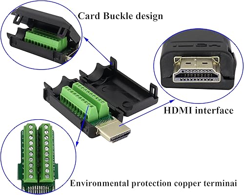 Miniatura 2 de zdyCGTime Módulo de señal HDMI macho a hembra de 20 vías sin soldadura Terminal Breakout Board Connector con carcasa, paquete de 2