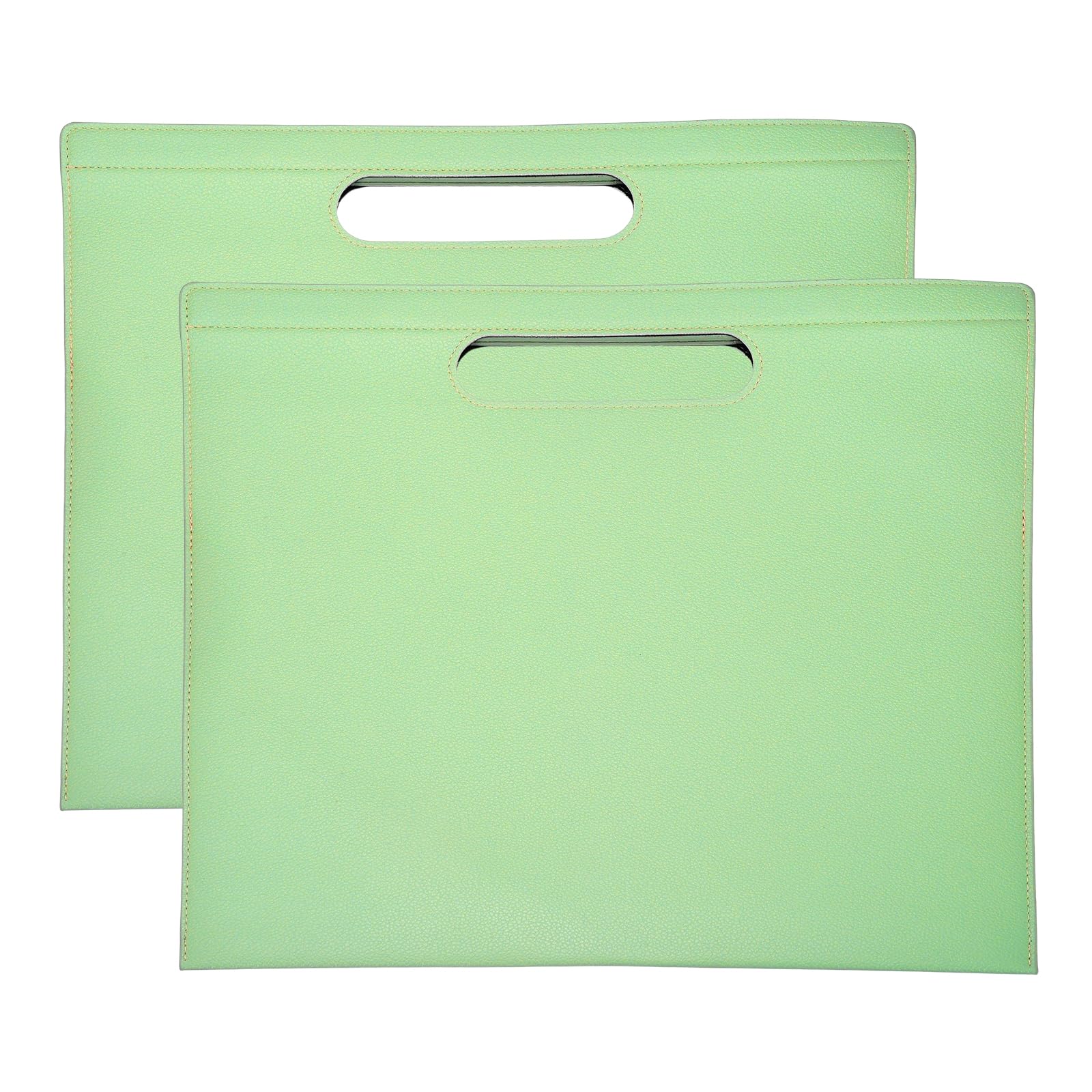 PATIKIL 2Pcs PU Leather A4 File Folder, 13.3x12.6 Waterproof Document Organizer Textured Portfolio Folder Case Portable Briefcase Carrier with Magnetic Closure for Office, Green