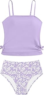 Girls Tankini Swimsuits Two Piece Bathing Suit Drawstring Swimwear Set for Girls 7-18 Years