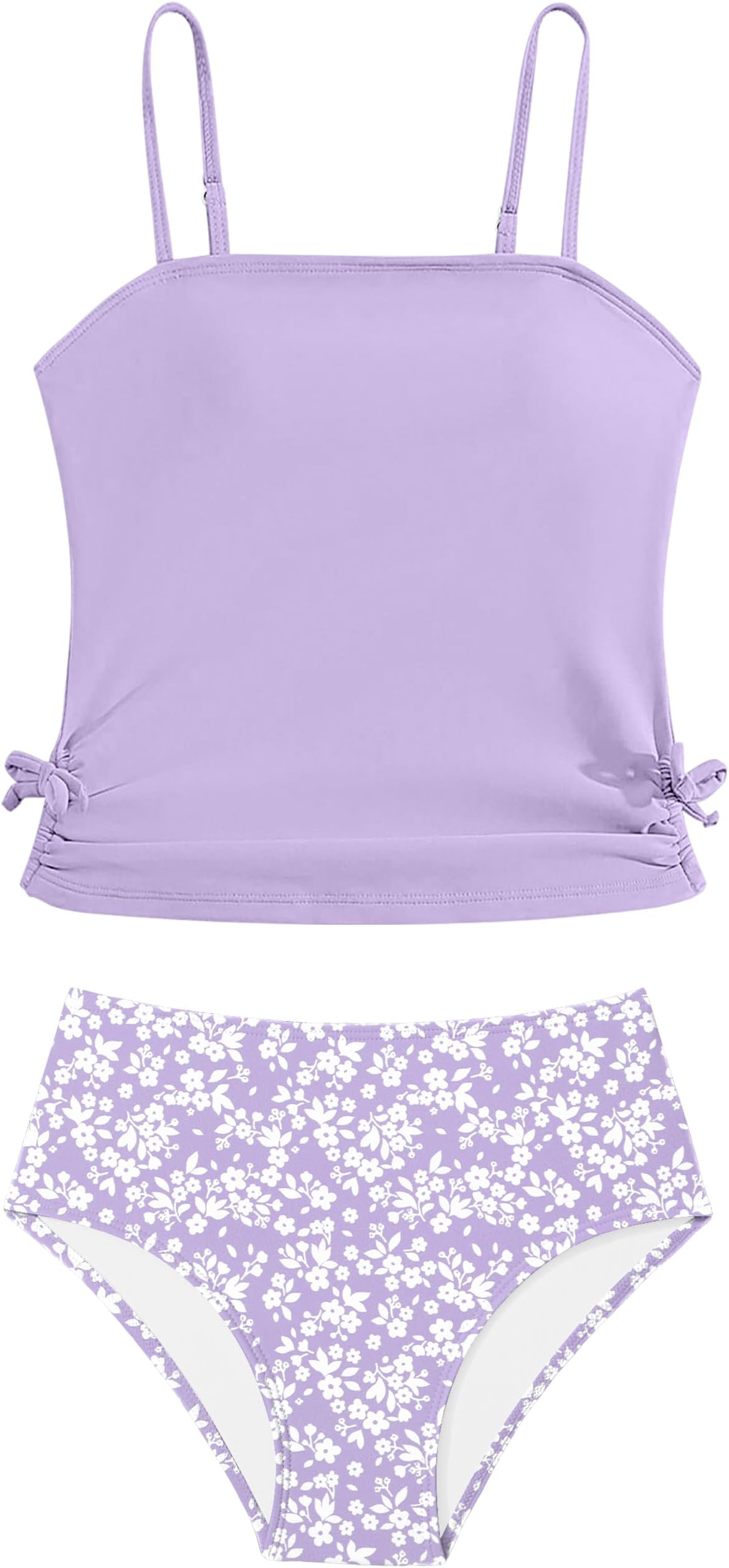 Girls Tankini Swimsuits Two Piece Bathing Suit Drawstring Swimwear Set for Girls 7-18 Years