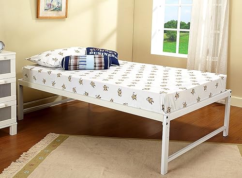 Miniatura 5 de Kings Brand - Marco de cama de metal blanco tamaño individual con nido enrollable