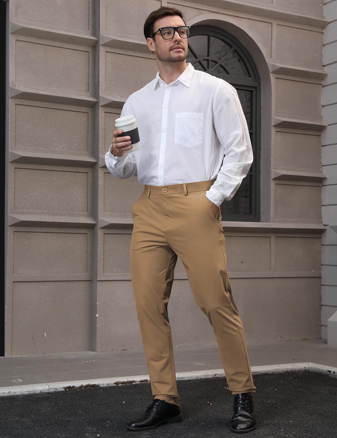 Mens Golf Pants Stretch - Lightweight Quick Dry Work Dress Pants 30" Slim Fit Casual Slacks for Men with 6 Pockets